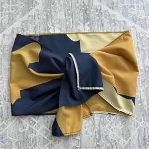 Airavata Navy and Yellow Wrap Tie Front Swim Top Avant Garde Columbian One Size